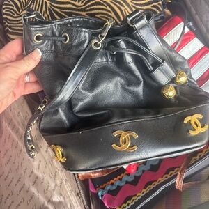 Chanel preowned cc drawstring, bucket bag